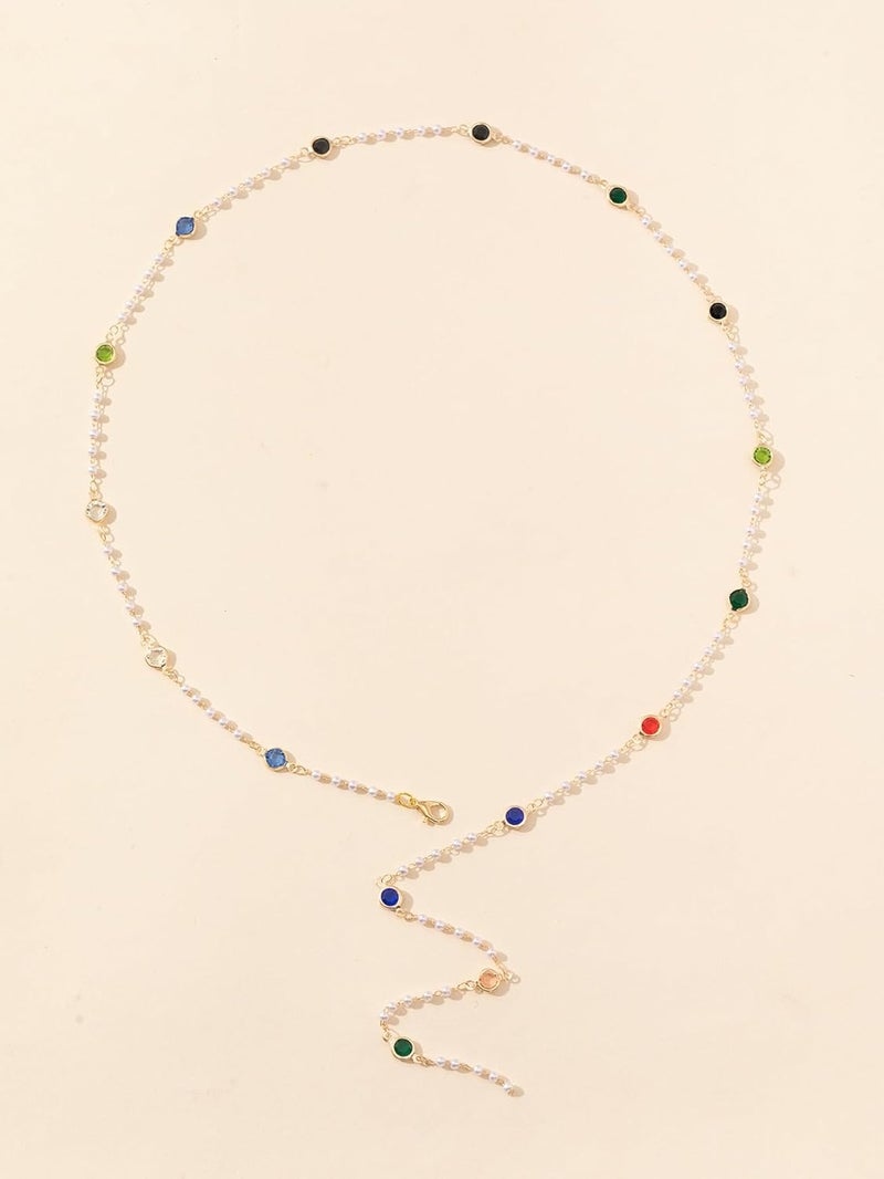 KURTCB Rhinestone Necklace for Women Boho Long Y Lariat Necklace Colorful Summer Beach Jewelry - Image 5